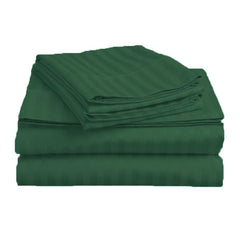 Homecrown Stripe Bedsheet for Single Bed with 1 Matching Pillow Cover – Dark Green