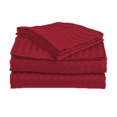 Homecrown Stripe Bedsheet for Single Bed with 1 Matching Pillow Cover – Maroon