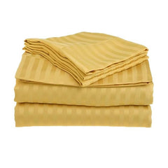 Homecrown Stripe Bedsheet for Single Bed with 1 Matching Pillow Cover – Yellow
