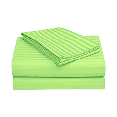 Homecrown Stripe Bedsheet for Single Bed with 1 Matching Pillow Cover – Light Green