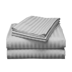 Homecrown Stripe Bedsheet for Single Bed with 1 Matching Pillow Cover – Light Grey