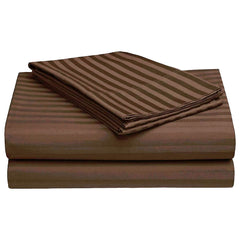 Homecrown Stripe Bedsheet for Single Bed with 1 Matching Pillow Cover – Brown