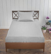 Homecrown Stripe Bedsheet for Single Bed with 1 Matching Pillow Cover – Light Grey