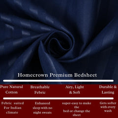 Homecrown Stripe Bedsheet for Single Bed with 1 Matching Pillow Cover – Dark Blue