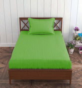 Homecrown Stripe Bedsheet for Single Bed with 1 Matching Pillow Cover – Light Green