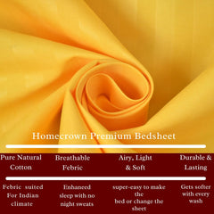 Homecrown Stripe Bedsheet for Single Bed with 1 Matching Pillow Cover – Yellow
