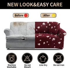 Homecrown Stretchable Fully Covered 5 Seater Sofa Cover Set (3+1+1) – Floral Design, Universal Fit & Non-Slip Protection