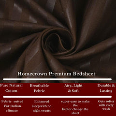Homecrown Stripe Bedsheet for Single Bed with 1 Matching Pillow Cover – Brown