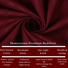 Homecrown Stripe Bedsheet for Single Bed with 1 Matching Pillow Cover – Maroon