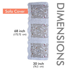 Homecrown Floral Print Cotton 3 Seater Sofa Cover- White