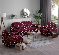 Homecrown Stretchable Fully Covered 5 Seater Sofa Cover Set (3+1+1) – Floral Design, Universal Fit & Non-Slip Protection