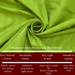 Homecrown Stripe Bedsheet for Single Bed with 1 Matching Pillow Cover – Light Green