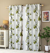 Homecrown Floral Print Curtains- Set of 2, Green