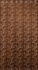 Homecrown Premium Velvet Fabric Room Darkening Curtains for Windows & Doors - Set of 2, Foil Print- Brown