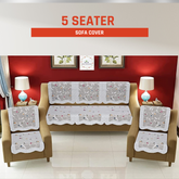 Homecrown Floral Polycotton 5 Seater Sofa Cover Set -White