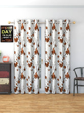 HOMECROWN Floral Printed Curtains for Windows and Doors – Set of 2, Brown