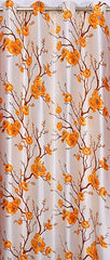 HOMECROWN Floral Printed Curtains for Windows and Doors – Set of 2, Orange