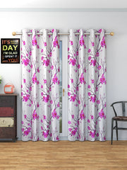 HOMECROWN Floral Printed Curtains for Windows and Doors – Set of 2, Purple