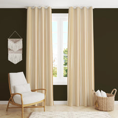 Homecrown Solid Plain Crush Curtains for Windows/Doors – Set of 2, Cream
