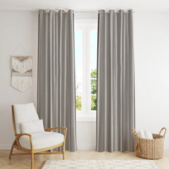 Homecrown Solid Plain Crush Curtains for Windows/Doors – Set of 2, Grey