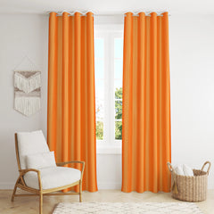 Homecrown Solid Plain Crush Curtains for Windows/Doors – Set of 2, Orange