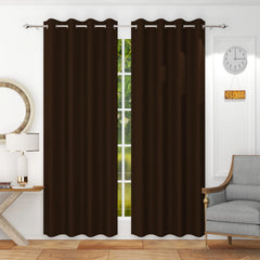Homecrown Premium Thermal Insulated Room Darkening Blackout Curtains for Windows & Doors - Set of 2, Brown