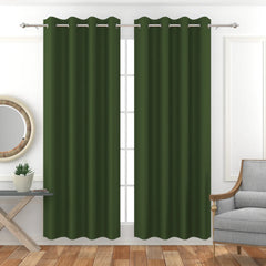 Homecrown Premium Thermal Insulated Room Darkening Blackout Curtains for Windows & Doors - Set of 2, Green