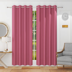 Homecrown Premium Thermal Insulated Room Darkening Blackout Curtains for Windows & Doors - Set of 2, Pink