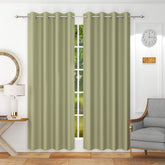 Homecrown Premium Thermal Insulated Room Darkening Blackout Curtains for Windows & Doors - Set of 2, Light Green