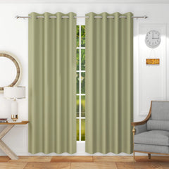 Homecrown Premium Thermal Insulated Room Darkening Blackout Curtains for Windows & Doors - Set of 2, Light Green