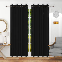 Homecrown Premium Thermal Insulated Room Darkening Blackout Curtains for Windows & Doors - Set of 2, Black