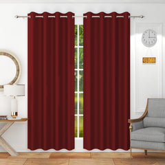 Homecrown Premium Thermal Insulated Room Darkening Blackout Curtains for Windows & Doors - Set of 2, Maroon
