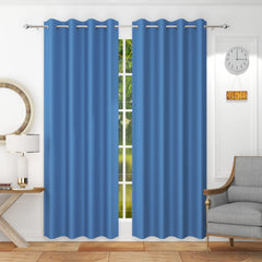 Homecrown Premium Thermal Insulated Room Darkening Blackout Curtains for Windows & Doors - Set of 2, Sky Blue