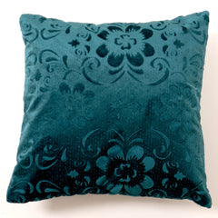 Homecrown Flower Design Velvet Cushion Covers 16x16 Inch – Set of 5 (Teal)
