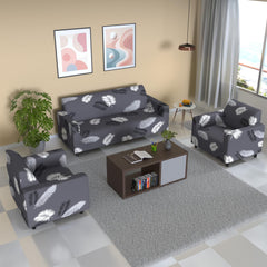 Homecrown Stretchable Fully Covered 5 Seater Sofa Cover Set (3+1+1) – Feather Design, Universal Fit & Non-Slip Protection