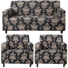 Homecrown Stretchable Fully Covered 5 Seater Sofa Cover Set (3+1+1) – Ethnic Design, Universal Fit & Non-Slip Protection