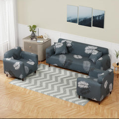Homecrown Stretchable Fully Covered 5 Seater Sofa Cover Set (3+1+1) – Feather Design, Universal Fit & Non-Slip Protection