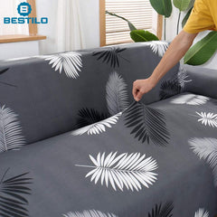 Homecrown Stretchable Fully Covered 5 Seater Sofa Cover Set (3+1+1) – Feather Design, Universal Fit & Non-Slip Protection