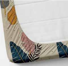 Homecrown Glace Cotton Elastic Fitted Bedsheet with 2 Pillow Covers (78X72 Inches, Cream)