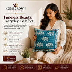 Homecrown Elephant Design Velvet Cushion Covers 16x16 Inch – Set of 5 (Teal) | Cushion Covers | Homecrown