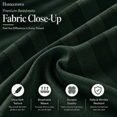 Homecrown Green Satin Stripe Glace Cotton Double Bedsheet with 2 Pillow Covers (90 x 100 in) | Bedsheet | Homecrown