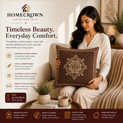 Homecrown Brown Mandala Velvet Cushion Cover 16x16 Inch | Decorative Sofa Cushion for Living Room & Home Décor | Cushion Covers | Homecrown