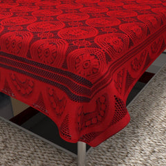 Homecrown Circle Design Cotton 6 Seater Dining Table Cover (Red, 60 X 90 Inches) | Table Cover | Homecrown