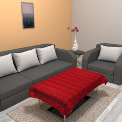 Homecrown Circle Design Cotton Centre Table Cover (60x40 Inch, Maroon)