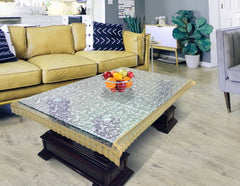 Homecrown Stone Print Golden Lace Waterproof Centre Table Cover (60x40 Inch)