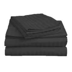 Homecrown Stripe Bedsheet for Single Bed with 1 Matching Pillow Cover – Dark Grey