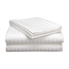 Homecrown Stripe Bedsheet for Single Bed with 1 Matching Pillow Cover – White