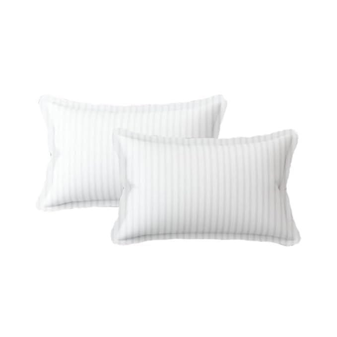 Homecrown Cotton Feel Striped Elastic Fitted Double Bedsheet with 2 Pillow Covers – 72x78 Inch – White