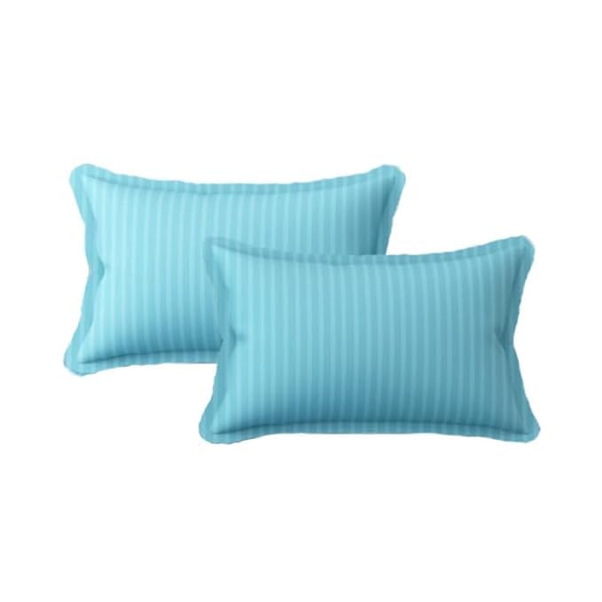 Homecrown Cotton Feel Striped Elastic Fitted Double Bedsheet with 2 Pillow Covers – 72x78 Inch – Light Blue