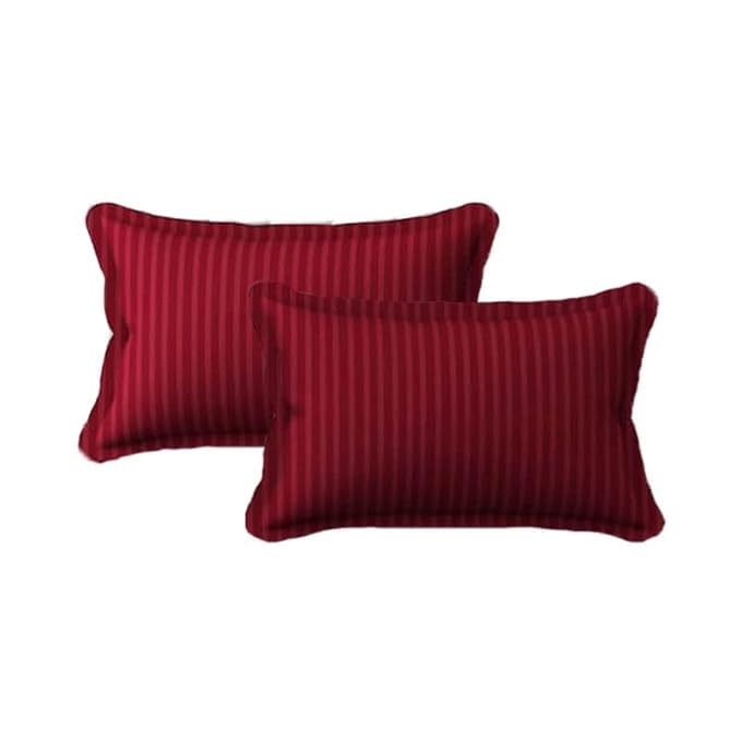 Homecrown Cotton Feel Striped Elastic Fitted Double Bedsheet with 2 Pillow Covers – 72x78 Inch – Maroon